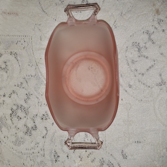 Vintage Pink Frosted Dish, Lancaster Sunshine Pink Dish - Picture 2 of 5